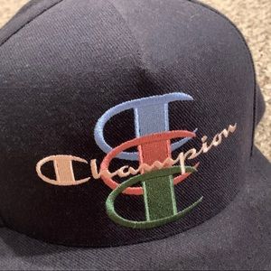 Supreme x Champion navy 5 panel snapback